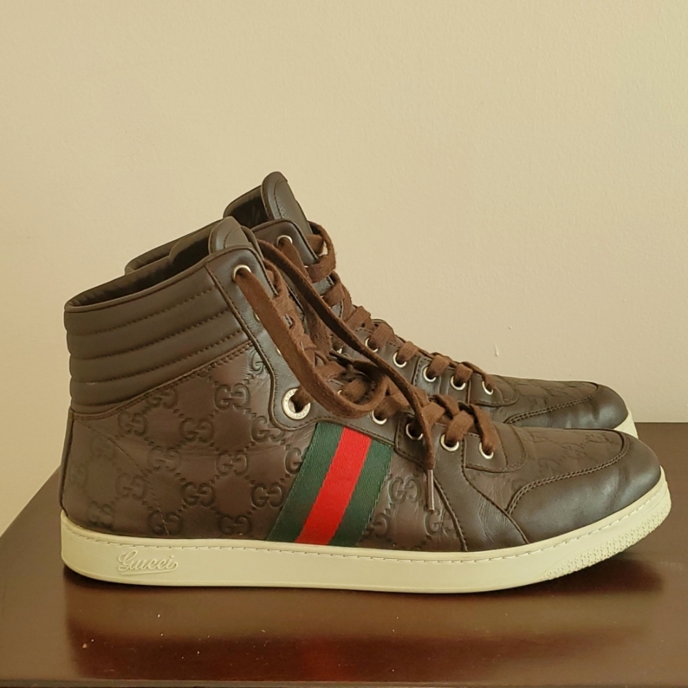 LIKE NEW! Gucci Brown Guccissima Leather High-Top Sneaker